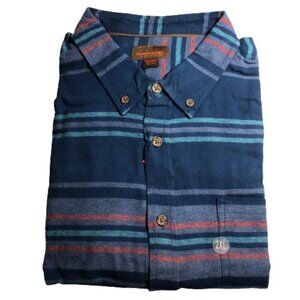 🛒 $15 NORTHWEST TERRITORY Blue Button Up Flannel Plaid Long Sleeve 2XL NWT